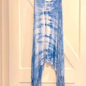Tie Dye Sleeveless Dress with Fringe Detailing, Size Small